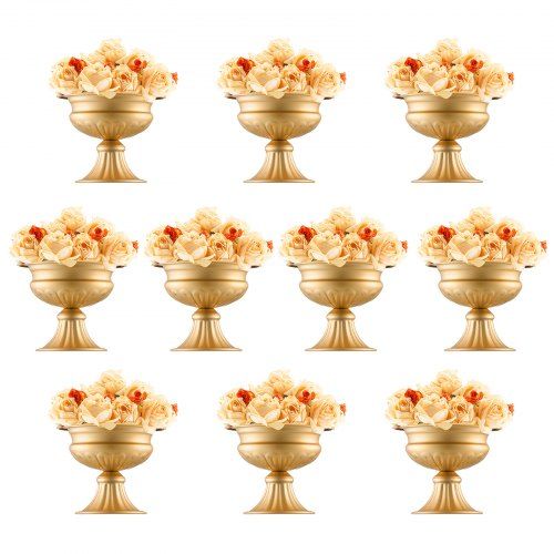 Stijlvolle 10‑delige gouden bloemenvaas – perfecte tafeldecoratie voor bruiloften en feesten