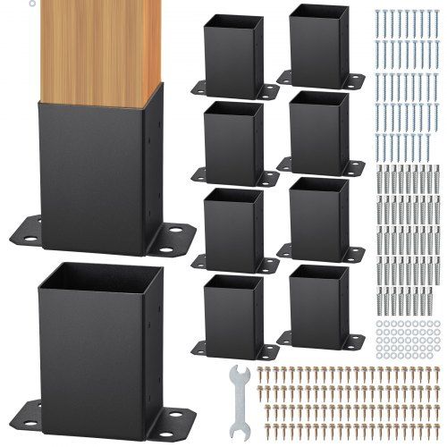 10‑delige set schroefhulzen voor stevige paalondersteuning – ideaal voor pergola’s en veranda’s
