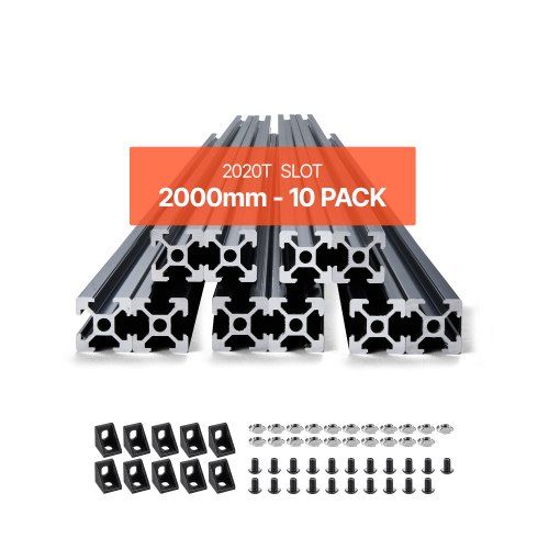 Aluminium T‑groef lineaire rail 10‑delen set – 2000 mm voor precisiewerk