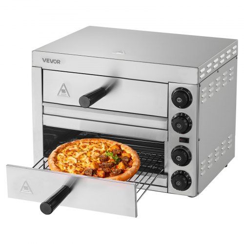 Compacte 12‑inch Elektrische Pizzaoven met Preciese Temperatuur‑ en Timeregeling