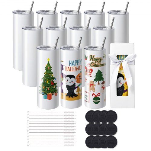 12‑Pack Roestvrijstalen Sublimatiebekers 20 oz – Veelzijdig, Duurzaam en Klaar voor Creatieve Projecten