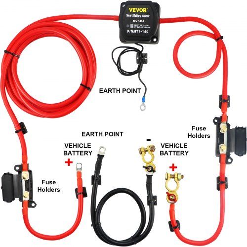 12V 140A Split‑Charge Relaiskit voor ATV, UTV, Camper en Vrachtwagen – Alles‑in‑één oplossing