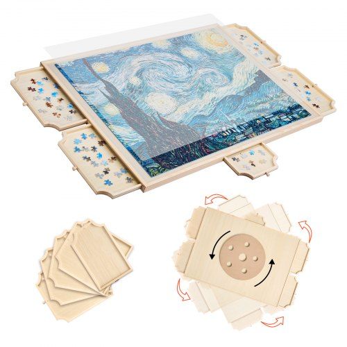 1500‑stukjes draaibare puzzeltafel met lades – Handig én stijlvol puzzelplezier