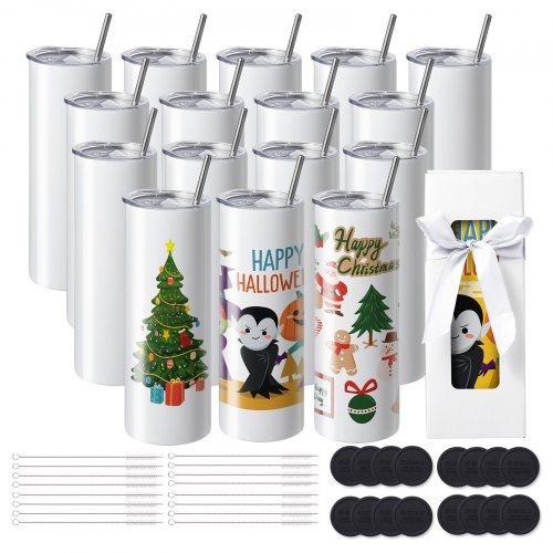 Complete set van 16 rechte sublimatiebekers 20 oz – Alles voor creatieve DIY‑mokken