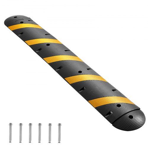 Rubberen verkeersdrempel met tweekanaalontwerp – 183 cm – 9979 kg draagvermogen