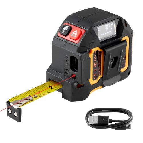 2‑in‑1 lasermeetlint met oplaadbare 41 m laser + magnetische rolmaat – precisie voor elke klus