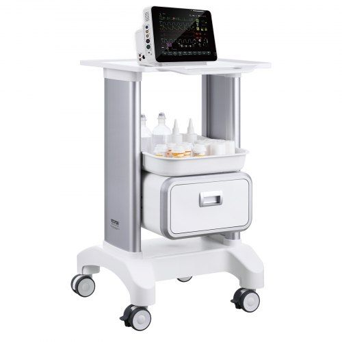 Mobiele laboratoriumwagen met 2 lagen en stille wielen – praktisch, stevig en hygiënisch