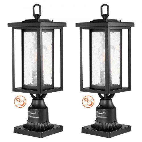 2-pack Dusk-to-Dawn Buitenlantaarnpalen 450 mm – Waterdicht, Aluminium & E27‑Compatibel