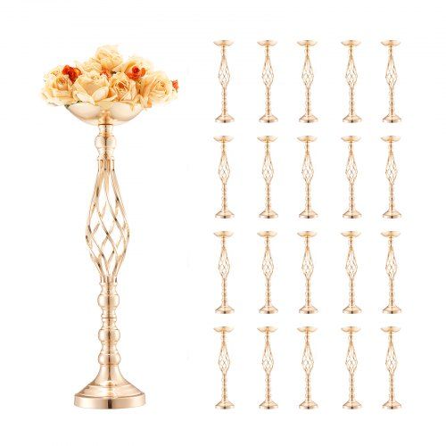 Stijlvolle 58 cm Metalen Bruidsvaas – Elegante Gouden Middenpiece voor Tafeldecoratie