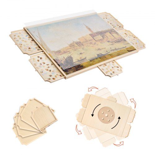 Draaiende puzzeltafel met lades – Ideaal voor 2000‑stukjes puzzels