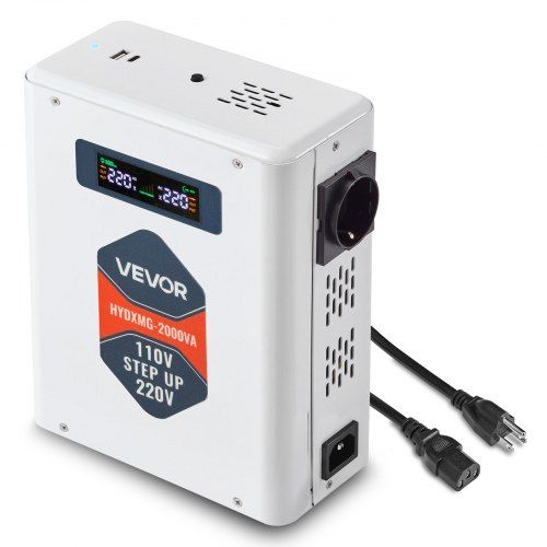 2000VA Step‑Up Spanningstransformator met USB‑ en Type‑C‑poorten – Krachtige en Veilige 110V→220V Oplossing