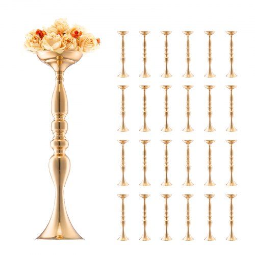 Set van 24 Gouden Bloemenvazen van 50 cm – Elegante Trouwdecoratie