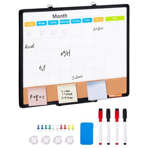 24×18 inch multifunctioneel whiteboard‑prikbord met maandkalender – Alles‑in‑één organisatieoplossing