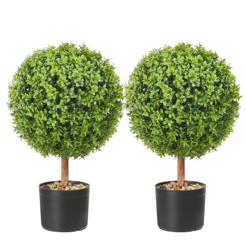 Realistisch groen zonder onderhoud: 2‑deEL Buxusbol kunstplanten met decoratieve vlinders
