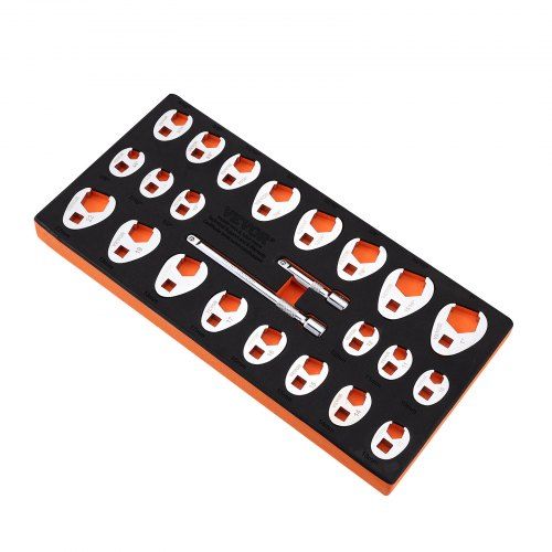 Complete 24‑delige 3/8 inch crowfoot sleutelset met verlengstukken – veelzijdig en duurzaam