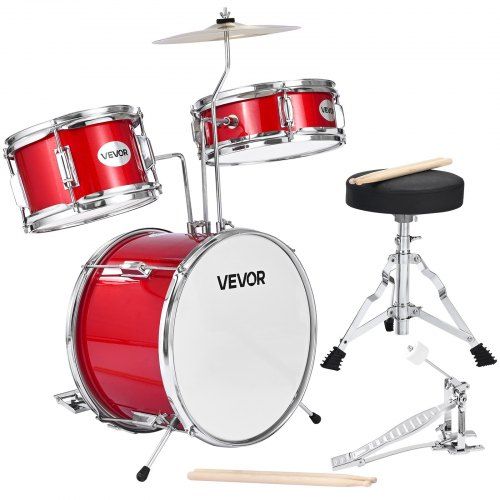 Kinderdrumset 3‑delig – Rood – Perfect voor jonge muzikanten