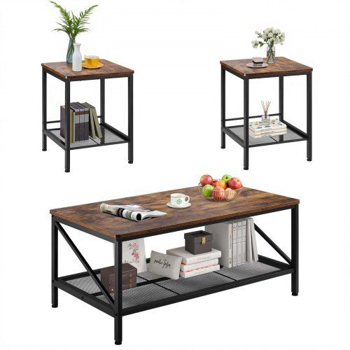 Stijlvolle en Functionele 3‑Delige Salontafelset voor Woonkamer en Kantoor