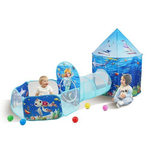 3‑in‑1 Pop‑up Speeltent met Tunnel en Basketbalring – Het Ultieme Avontuur voor Kinderen