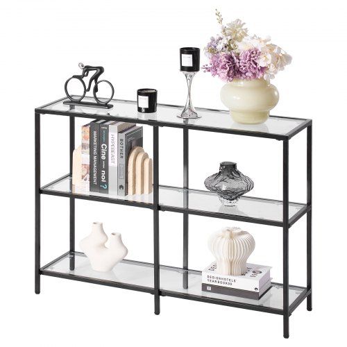 Moderne 3‑laags consoletafel met gehard glas – stijlvol & praktisch voor elke entree