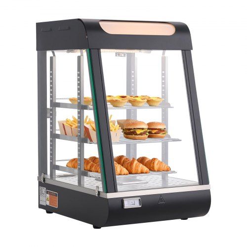 3‑laags verwarmde vitrine 57 L – Ideale voedselwarmer voor cafés en snackbars