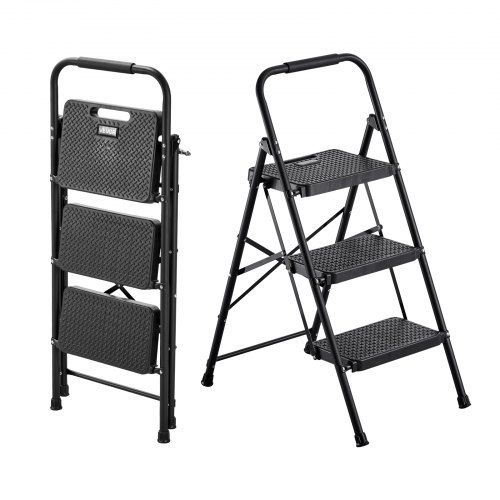 Compacte 3‑treden Opvouwbare Ladder – Veilig en Handig voor Thuis en Kantoor