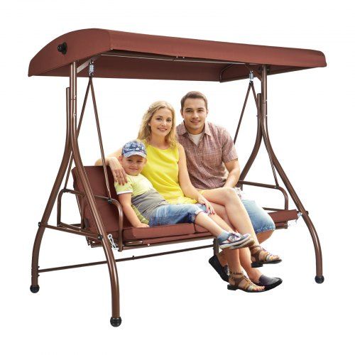 3‑zits patio‑schommelstoel met verstelbare luifel – comfort en robuustie​t voor elke veranda