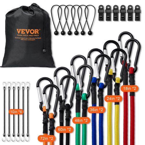 30‑delige bungee‑koordenset van 8 mm – veelzijdig, weerbestendig en robuust