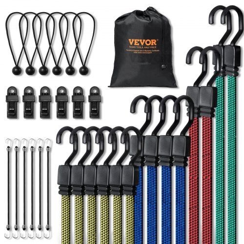 Complete 32‑delige bungee‑koordset voor thuis, buiten en logistiek