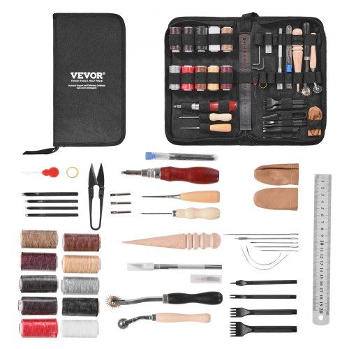 Compleet 38‑delige leerset: jouw creatieve start voor leren accessoires