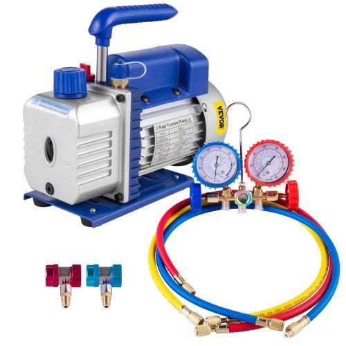 3CFM eentrapsvacuümpomp 1/4 HP – Complete set voor airconditioning en koelinstallaties