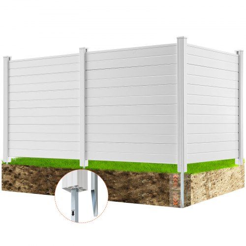 Privacyhek van PVC met gegalvaniseerde palen – robuuste oplossing voor tuin en buitenapparatuur