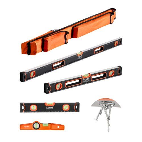 Vierdelige magnetische torpedo‑waterpas set – precisie voor elke klus