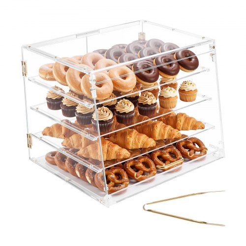 4-Lagen Bakkerijvitrine van Transparant Acryl – Praktische en Stijlvolle Toonbankoplossing