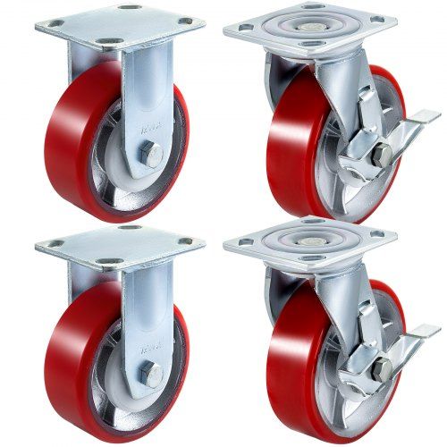Flexibele 4‑pack zwenk‑ en starwielen 6×2 inch – robuuste mobiliteit voor elke werkplek
