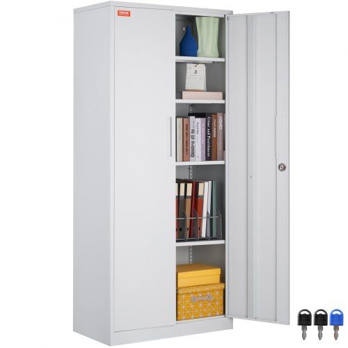 5‑laags metalen opbergkast met magnetische deuren – robuuste en veilige oplossing voor garage, kantoor en thuis