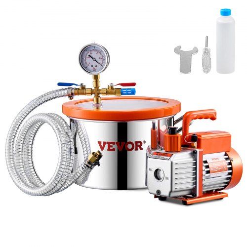 Krachtige 3,5 CFM vacuümpomp set met 1,5 gallon roestvrijstalen vacuümkamer voor snelle ontgassing van hars en epoxy
