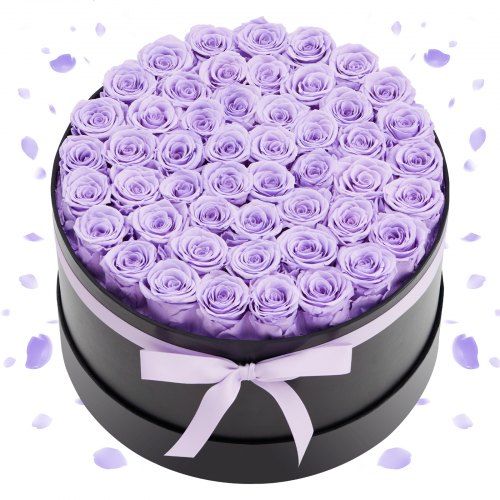 Romantisch en Onderhoudsvrij: 50 Eeuwige Rozen in Een Ronde Geschenkdoos