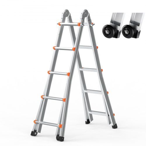 Compacte telescopische A‑frame ladder van 5,1 m: veelzijdig, veilig en makkelijk te verplaatsen