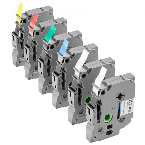 Kleurrijke 12 mm labeltape (6‑pack) – perfecte match voor Brother P‑Touch printers
