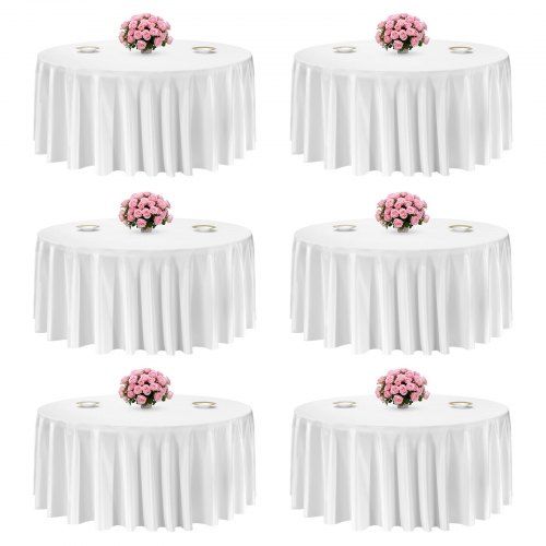 Set van 6 Ronde Witte Tafelkleden – Elegante Bescherming voor Feestelijke Tafels