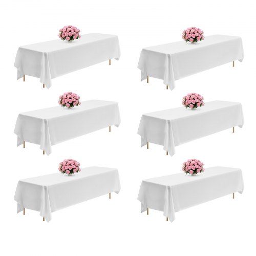Elegant en Duurzaam: 6 Stuks Wit Polyester Tafelkleed voor Feesten en Bruiloften
