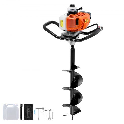 Krachtige 2400 W benzine grondboor (63 cc) met 8‑inch kernboor – ideaal voor tuin en landbouw