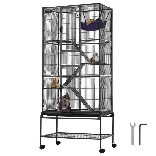 Ruime en duurzame frettenkooi met 4 niveaus – ideaal voor kleine knaagdieren