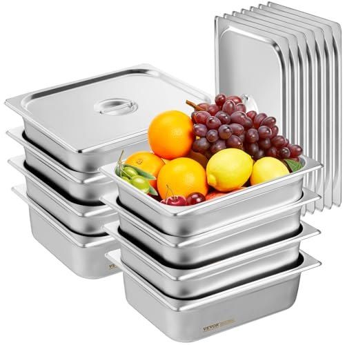 Houd uw keuken georganiseerd met de 8‑pack roestvrijstalen hotelpannen 1/2 formaat