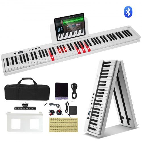 Opvouwbare 88‑toetsen digitale piano met Bluetooth 5.0 – draagbaar, drukgevoelig en ideaal voor beginners