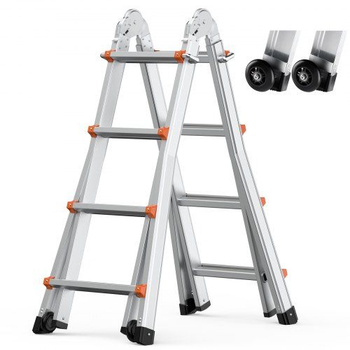 Compact A‑frame telescopische ladder van 467 cm – veelzijdig, stevig en draagbaar