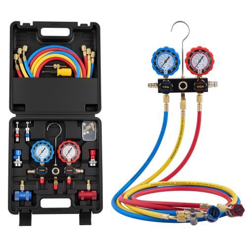 Complete 3‑weg AC‑drukmeterset voor R134a, R404a, R1234yf en R22 – Alles voor je airconditioningsysteem