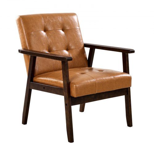 Mid-Century Moderne Houten Accentstoel met Comfortabel Kussen – Perfect voor Woonkamer, Slaapkamer en Kantoor