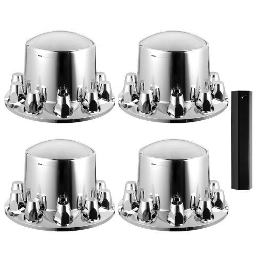 Naafkappen voor Semi‑Truck – Complete 4‑delige Set in Licht Zilver