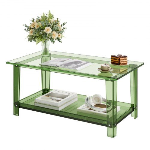 Moderne Acryl Salontafel 50×80 cm – Transparant met Dubbele Opbergruimte